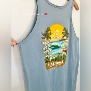 BALBOA SURF & STYLE NEWPORT BEACH, CALIFORNIA MUSCLE TANK IN WASHED DENIM BLUE